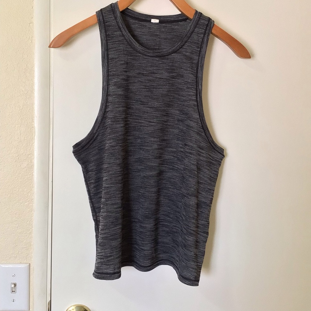 Lululemon Run/Gym Training Squad Goals Tank Top Yoga/Workout Heathered Blk Sz 4